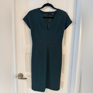 Marciano Deep Teal V-Neck Midi Sheath Dress